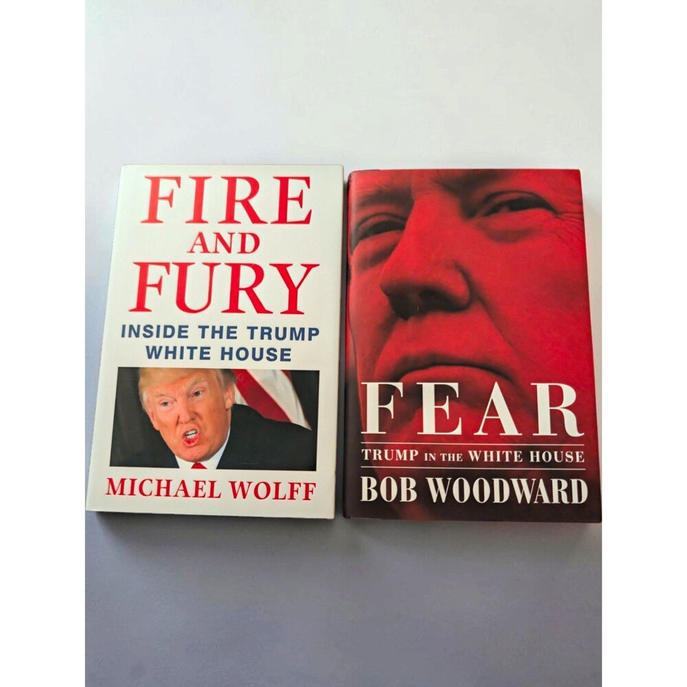 2 Hardcover Books Lot: Fire and Fury (Wolff) & Fear (Woodward) 2018 DJ